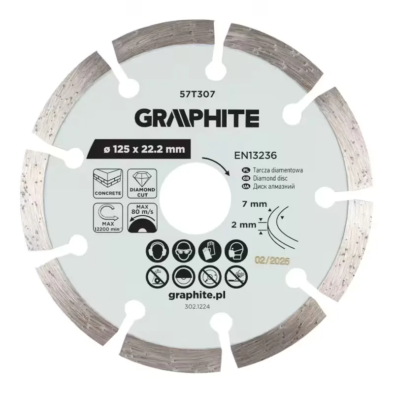DISC DIAMANTAT TAIERE SEGMENTAT 125X22.2MM DRY (57T307)